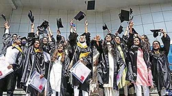 The university awarded 670 doctoral degrees, 44 super-specialty DM/M.Ch course degrees, 156 medals and 36 prizes in multidisciplinary fields.(Sanchit Khanna/HT file photo. Representative image)