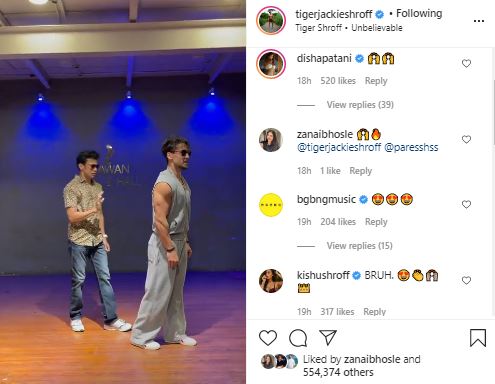Tiger's video on which Disha and Krishna have reacted. Tiger's video on which Disha and Krishna have reacted.