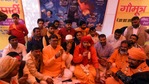 Hindu Mahasabha organisation member drinks with other members and supporters a cup of panchagavya, a traditional Hindu ritual mixture made of cow dung, urine, milk, curd and ghee, as they attend a ‘gaumutra (cow urine) party’ to fight coronavirus in New Delhi.(Photo: Sonu Mehta/ Hindustan Times) Hindu Mahasabha organisation member drinks with other members and supporters a cup of panchagavya, a traditional Hindu ritual mixture made of cow dung, urine, milk, curd and ghee, as they attend a ‘gaumutra (cow urine) party’ to fight coronavirus in New Delhi.(Photo: Sonu Mehta/ Hindustan Times)