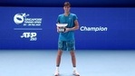 Alexei Popyrin of Australia holds the winner's trophy. (Getty Images) Alexei Popyrin of Australia holds the winner's trophy. (Getty Images)