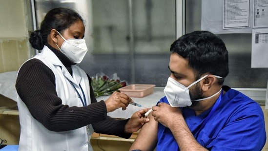A man gets a dose as Covid-19 vaccine drive starts at LNJP hospital, in New Delhi. (ANI Photo) A man gets a dose as Covid-19 vaccine drive starts at LNJP hospital, in New Delhi. (ANI Photo)