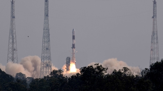 Indian Space Research Organisation (ISRO) launches the Brazilian satellite Amazonia-1 from the Satish Dhawan Space Centre in Sriharikota.(PTI) Indian Space Research Organisation (ISRO) launches the Brazilian satellite Amazonia-1 from the Satish Dhawan Space Centre in Sriharikota.(PTI)