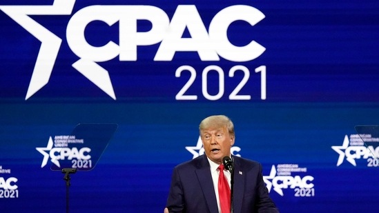 The speech to CPAC was Trump’s first public appearance since he left office 39 days ago.(AP)