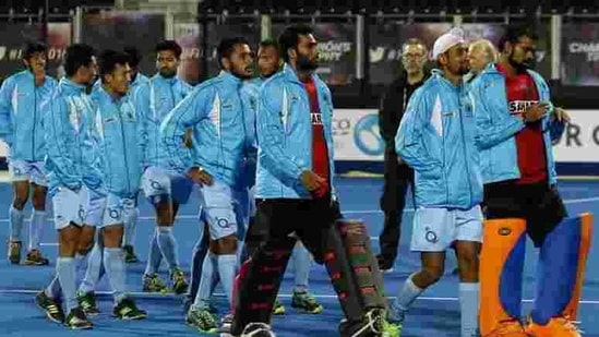 Indian players walk round the pitch after lodging a protest concerning the penalty shootout during the 1st and 2nd place match against Australia on day six of the FIH Men's Champions Trophy at the Queen Elizabeth Olympic Park.(PA) Indian players walk round the pitch after lodging a protest concerning the penalty shootout during the 1st and 2nd place match against Australia on day six of the FIH Men's Champions Trophy at the Queen Elizabeth Olympic Park.(PA)