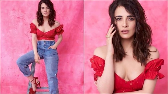 Radhika Madan aces red hot millennial vibe in sultry cherry-print crop top-jeans(Instagram/radhikamadan/pinkporcupines)
