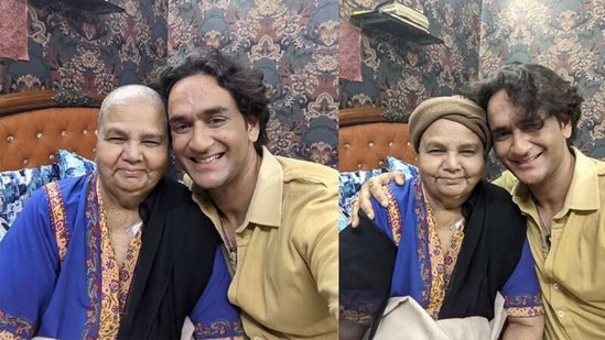 Rakhi Sawant's mother Jaya poses with Vikas Gupta.