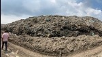 The main garbage dump on Tajpur road in Ludhiana on Monday. (Gurpreet Singh/HT) The main garbage dump on Tajpur road in Ludhiana on Monday. (Gurpreet Singh/HT)