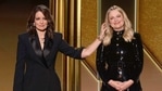 In this video grab issued Sunday, Feb. 28, 2021, by NBC, hosts Tina Fey, left, from New York, and Amy Poehler, from Beverly Hills, Calif., speak at the Golden Globe Awards. (NBC via AP) In this video grab issued Sunday, Feb. 28, 2021, by NBC, hosts Tina Fey, left, from New York, and Amy Poehler, from Beverly Hills, Calif., speak at the Golden Globe Awards. (NBC via AP)