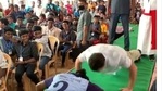 Rahul Gandhi was seen doing push-ups with a Class 10 student.(Videograb )