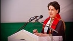 Congress leader Priyanka Gandhi Vadra addresses a gathering at Lakhimpur in Assam on Monday. (HT photo) Congress leader Priyanka Gandhi Vadra addresses a gathering at Lakhimpur in Assam on Monday. (HT photo)