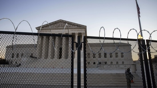 The US Supreme Court is seen as National Guard secure the grounds in Washington, DC. (AFP) The US Supreme Court is seen as National Guard secure the grounds in Washington, DC. (AFP)