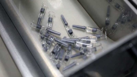 Vaccine products are seen on a production line of Covid-19 vaccine inside the Beijing Institute of Biological Products of Sinopharm's China National Biotec Group (CNBG). (Reuters)