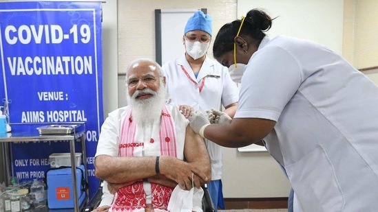 PM Modi receives Covid-19 vaccine PM Modi receives Covid-19 vaccine