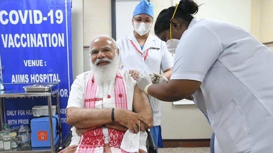 PM Modi receives Covid-19 vaccine PM Modi receives Covid-19 vaccine