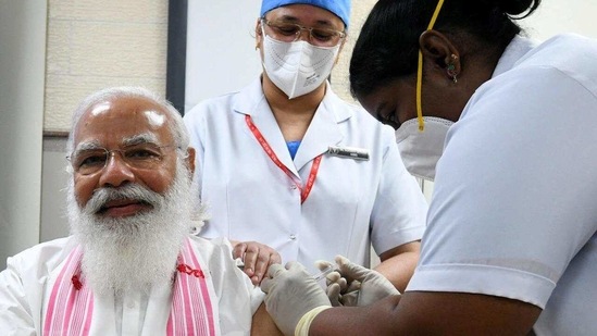 Prime Minister Narendra Modi took the Covid-19 vaccine on Monday. 