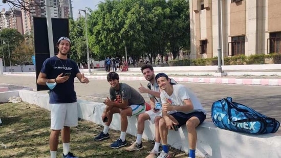 Foreign players pose after their qualifying round matches in Lucknow. HT Photo Foreign players pose after their qualifying round matches in Lucknow. HT Photo
