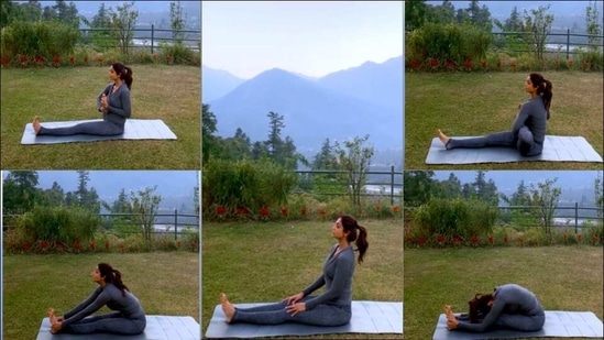 Shilpa Shetty shares steps of Yoga’s Paschimottanasana as perfect remedy for Monday blues(Instagram/theshilpashetty)