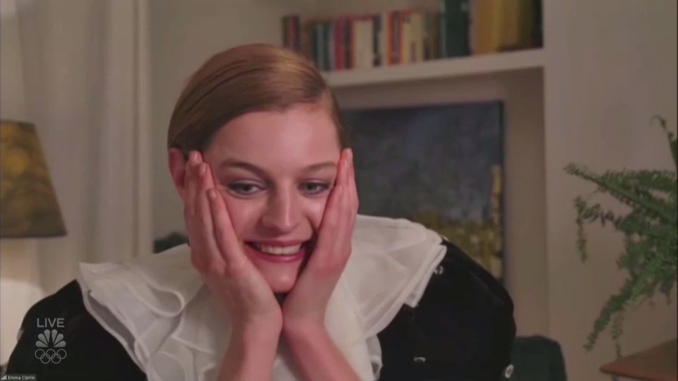 Emma Corrin reacts to her win. Emma Corrin reacts to her win.