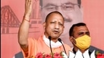 Malda: Uttar Pradesh Chief Minister Yogi Adityanath addresses a public rally 'Parivartan Yatra', at Gazole in Malda District, Tuesday, March 02, 2021. (PTI Photo)(PTI03_02_2021_000117A) (PTI)