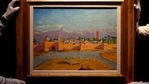 Christie's employees adjust an oil on canvas painting by Sir Winston Churchill painted in Jan. 1943 called 'Tower of the Koutoubia Mosque' during an Art pre-sale photo call at Christie's auction house in London. The Moroccan landscape painted by Winston Churchill and owned by Angelina Jolie sold at auction on Monday March 1, 2021, for more than $11.5 million, smashing the previous record for a work by Britain’s World War II leader. (AP) Christie's employees adjust an oil on canvas painting by Sir Winston Churchill painted in Jan. 1943 called 'Tower of the Koutoubia Mosque' during an Art pre-sale photo call at Christie's auction house in London. The Moroccan landscape painted by Winston Churchill and owned by Angelina Jolie sold at auction on Monday March 1, 2021, for more than $11.5 million, smashing the previous record for a work by Britain’s World War II leader. (AP)