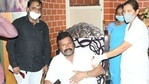 The photo of Karnataka minister BC Patil getting Covid-19 vaccine at home was widely shared on social media.(ANI) The photo of Karnataka minister BC Patil getting Covid-19 vaccine at home was widely shared on social media.(ANI)