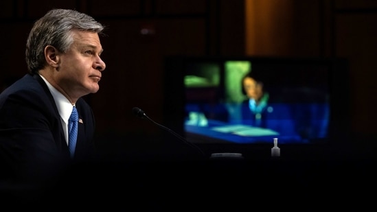 Federal Bureau of Investigation Director Christopher Wray testifies before a Senate Judiciary Committee on the January 6th Insurrection, domestic terrorism and other threats, on Capitol Hill, Washington, US.(REUTERS)