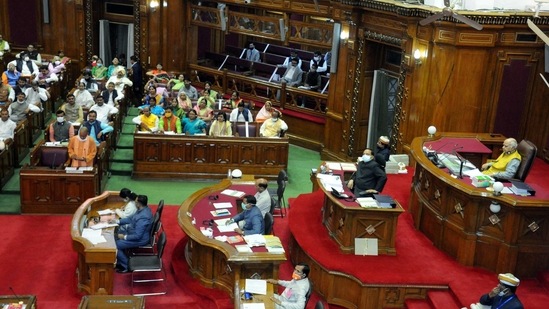 Budget session of UP Assembly, in Lucknow. (ANI photo) Budget session of UP Assembly, in Lucknow. (ANI photo)