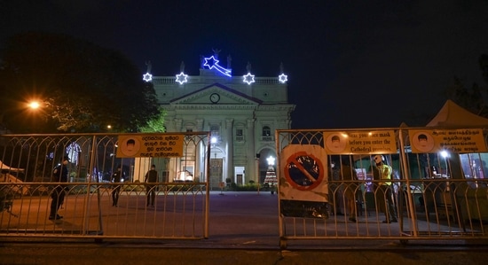 Barricades are seen outside the Saint Lucia's Cathedral, the main Roman Catholic church in Sri Lanka's capital of Colombo. (AFP) Barricades are seen outside the Saint Lucia's Cathedral, the main Roman Catholic church in Sri Lanka's capital of Colombo. (AFP)