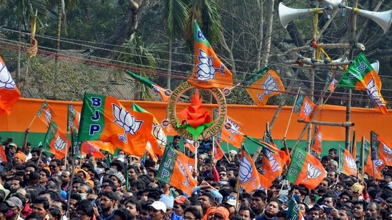 BJP flags seen at a rally. (HT Archive/For Representative Purposes) BJP flags seen at a rally. (HT Archive/For Representative Purposes)