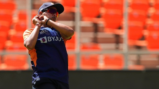 Indian left-arm leg-spinner Kuldeep Yadav during Team India's fielding drill ahead of fourth and the final Test against England in Ahmedabad (BCCI / Twitter)