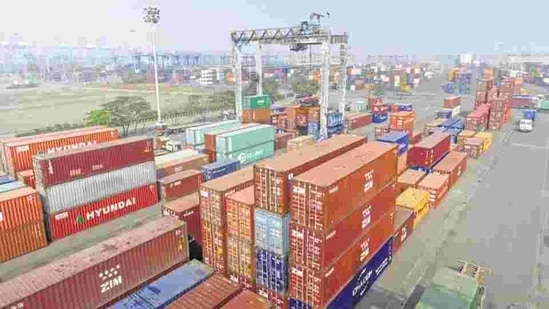 Imports during April-February this fiscal also dipped 23 per cent to USD 340.88 billion.(Bloomberg) Imports during April-February this fiscal also dipped 23 per cent to USD 340.88 billion.(Bloomberg)
