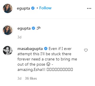 Masaba Gupta's comment on the post (Instagram/egupta)