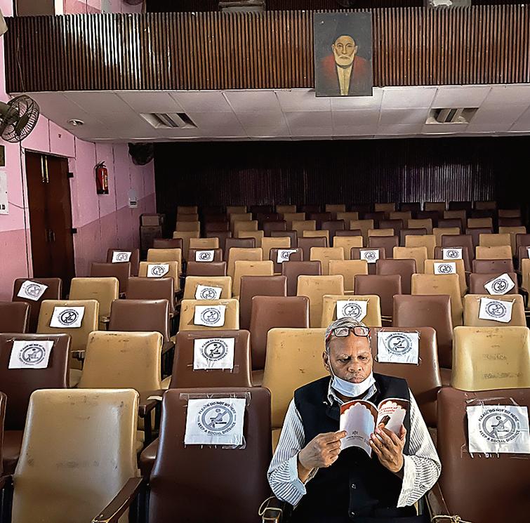 One afternoon last week, the auditorium was empty with chairs marked with posters saying “Please do not sit here.” One afternoon last week, the auditorium was empty with chairs marked with posters saying “Please do not sit here.”