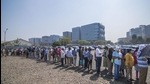 Senior citizens queue up to get vaccinated against Covid-19 outside BKC vaccination centre in Mumbai on Tuesday, March 2. (Pratik Chorge/HT Photo) Senior citizens queue up to get vaccinated against Covid-19 outside BKC vaccination centre in Mumbai on Tuesday, March 2. (Pratik Chorge/HT Photo)