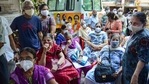 Elderly people wait for their turn to get vaccinated with Covid-19 vaccine, at a vaccination centre in Thane,(PTI) Elderly people wait for their turn to get vaccinated with Covid-19 vaccine, at a vaccination centre in Thane,(PTI)