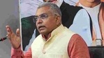 West Bengal BJP President Dilip Ghosh at a press meet in Kolkata.(PTI)