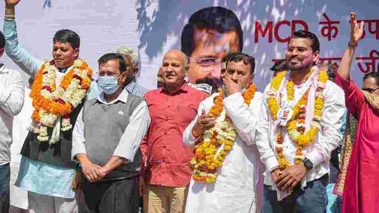In the by-elections to the Municipal Corporation of Delhi, the Aam Aadmi Party won four of the five seats. It also won the Shalimar Bagh North constituency which was earlier held by the BJP. (PTI PHOTO). In the by-elections to the Municipal Corporation of Delhi, the Aam Aadmi Party won four of the five seats. It also won the Shalimar Bagh North constituency which was earlier held by the BJP. (PTI PHOTO).