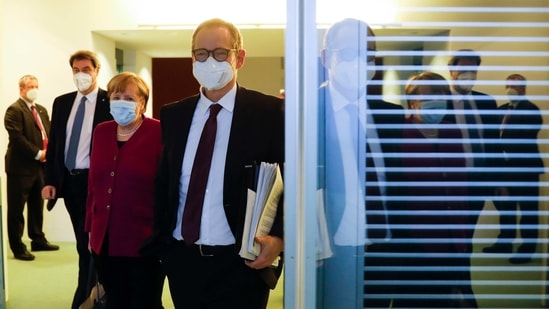 Chancellor Angela Merkel and the governors of the country's 16 states agreed to measures aimed at balancing concern over the impact of more contagious coronavirus variants.(AP) Chancellor Angela Merkel and the governors of the country's 16 states agreed to measures aimed at balancing concern over the impact of more contagious coronavirus variants.(AP)