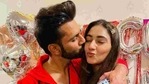 Rahul Vaidya with his fiancee Disha Parmar. Rahul Vaidya with his fiancee Disha Parmar.