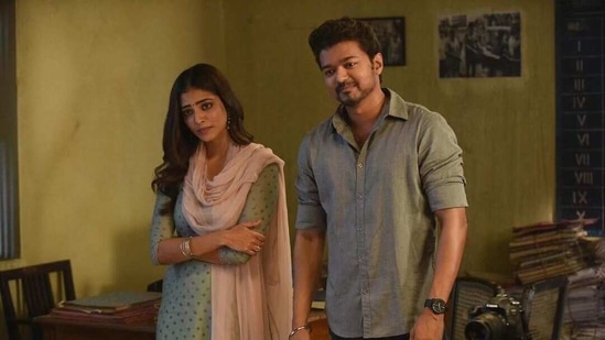 Malavika Mohanan and Vijay on sets of Master.