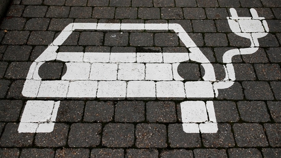 A parking sign for electric vehicles. (Reuters)