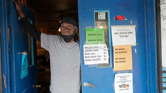 Bluesman and proprietor Jimmy "Duck" Holmes stands before his Blue Front Cafe in Bentonia, Miss., Jan. 21, 2021. The cafe is one of oldest surviving juke joints in the state. Holmes' ninth album, "Cypress Grove," has earned a Grammy nomination for the Best Traditional Blues Album. (AP)