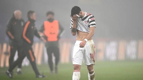Manchester United's Bruno Fernandes.(AP) Manchester United's Bruno Fernandes.(AP)