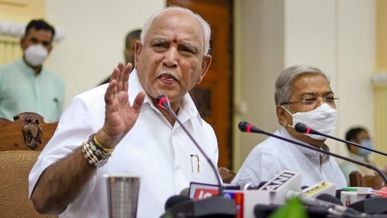 Bengaluru: Karnataka Chief Minister B S Yediyurappa with PWD Minister Govind Karjol addresses the media at Vidhan Soudha in Bengaluru, Thursday, Dec.31, 2020. (PTI Photo) (PTI12_31_2020_000073B)(PTI) Bengaluru: Karnataka Chief Minister B S Yediyurappa with PWD Minister Govind Karjol addresses the media at Vidhan Soudha in Bengaluru, Thursday, Dec.31, 2020. (PTI Photo) (PTI12_31_2020_000073B)(PTI)