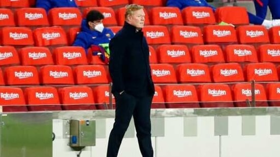 Barcelona's head coach Ronald Koeman (AP)