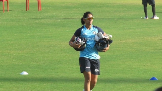 India's ODI vice-captain Harmanpreet Kaur during team's training session in Lucknow on Thursday.(HT Photo)