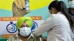 Punjab CM Captain Amarinder Singh takes his first dose of the Covid-19 vaccine, at Civil Hospital in Mohali on Friday. (ANI) Punjab CM Captain Amarinder Singh takes his first dose of the Covid-19 vaccine, at Civil Hospital in Mohali on Friday. (ANI)