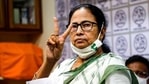 Chief Minister of West Bengal state and Trinamool Congress party leader Mamata Banerjee gestures as she arrives to announce the names of the party's candidates for the upcoming legislative assembly elections in Kolkata, India, Friday, March 5, 2021. The eight phased legislative assembly elections in the state are scheduled to begin on March 27. (AP Photo/Bikas Das)(AP)