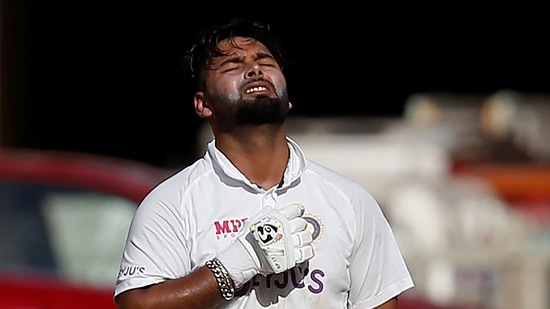India's Rishabh Pant celebrates scoring his century (REUTERS)