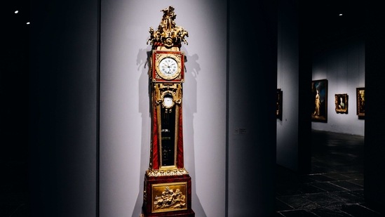 An 18th century French clock at the Frick Collection's new museum location on Madison Avenue in New York, U.S., on Tuesday, March 2, 2021. (Bloomberg)